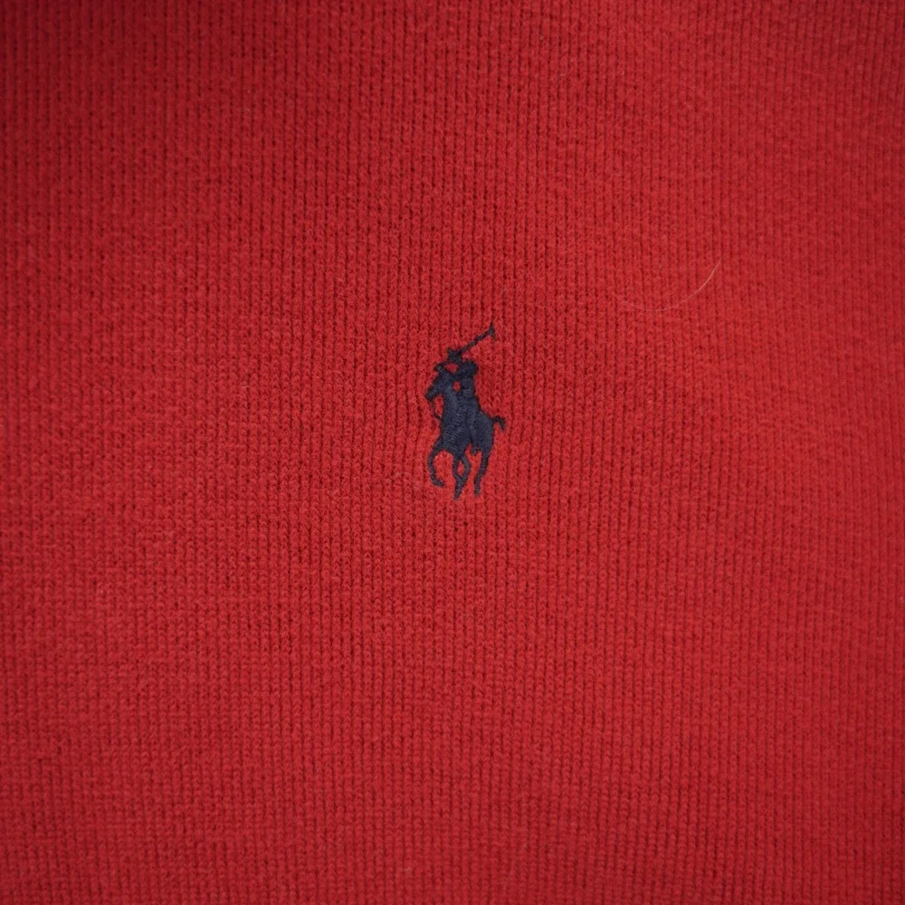 Polo Ralph Lauren Estate Rib Red Quarter Zip Pullover Sweater Mens L Pony Logo